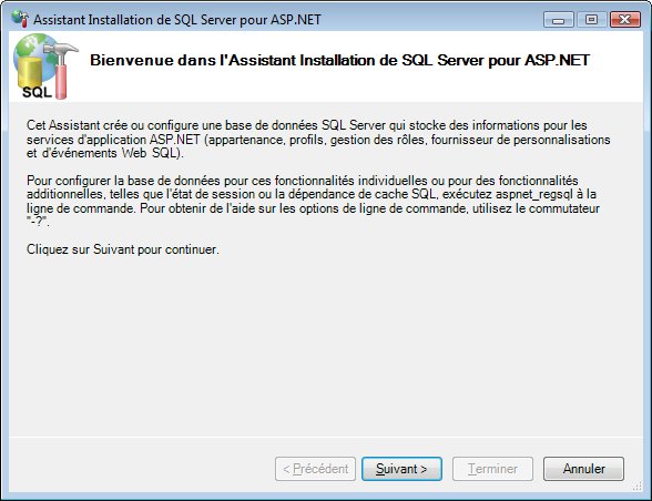 Assistant installation de SQL Server pour ASP.NET